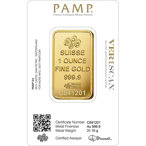 1 oz Gold Bar | PAMP Fortuna