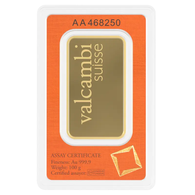 100g Gold Bar | Valcambi | Minted