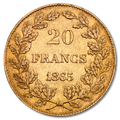 Zlatá mince 20 frank Leopold I. Belgický 1831-1865