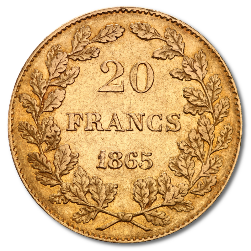 Zlatá mince 20 frank Leopold I. Belgický 1831-1865