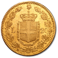 Zlatá mince 20 lira Umberto I. 1879-1897
