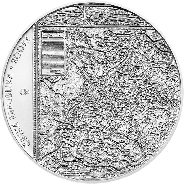 Stříbrná mince 200 Kč Vydání Komenského mapy Moravy 400. výročí 2024 BK