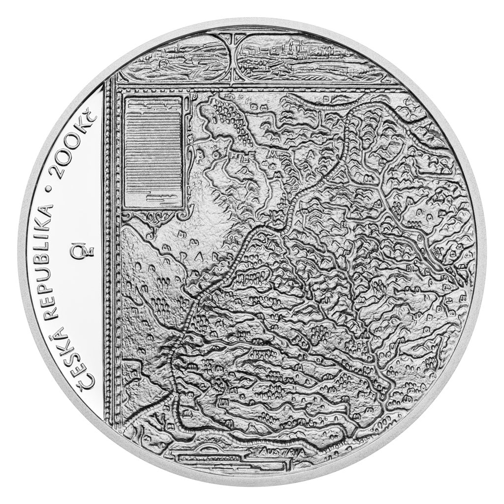 Stříbrná mince 200 Kč Vydání Komenského mapy Moravy 400. výročí 2024 Proof