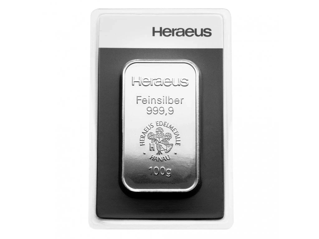 Heraeus stříbrný slitek 100g
