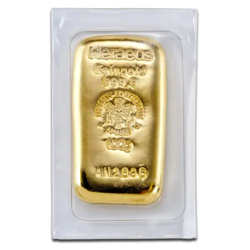 100g Gold Bar | Heraeus | Casted